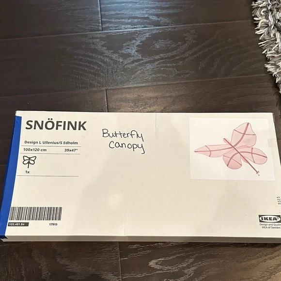 IKEA SNÖFINK Pink Butterfly Canopy - Picture 3 of 4